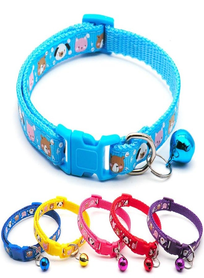Pups&Pets pet Cute Bear Printed Fashion Collar | Adjustable 15mm Safe Neck Belt with Sound Bell | Attractive Colorful Collar for Small Dogs, Puppies & Cats (Pack of 2) - Image 1
